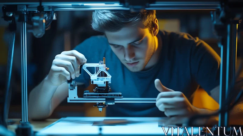 AI ART Man Working on 3D Printer