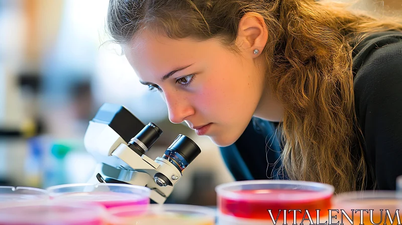 AI ART Young Woman Conducting Scientific Research