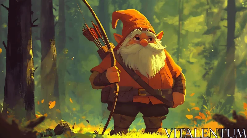 AI ART Forest Gnome with Bow and Arrow