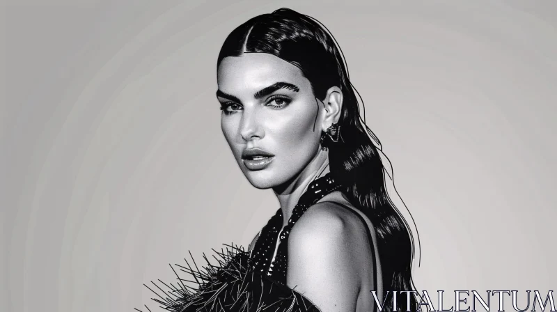 AI ART Kendall Jenner Monochrome Portrait