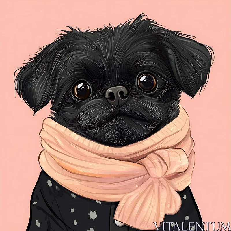 AI ART Charming Puppy Illustration with Scarf