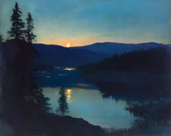 Tranquil Sunset Landscape Over Water