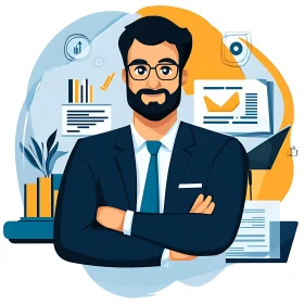 Professional Man with Data Analytics