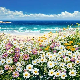 Seaside Daisies: A Summer Meadow View