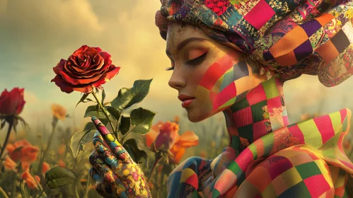 Patchwork Woman in a Dream Garden