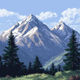 Serene Pixel Mountain Vista