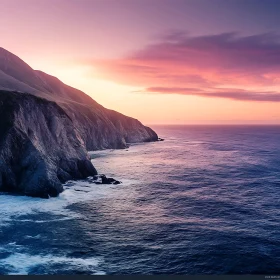 Sunset Over Ocean Cliffs Landscape