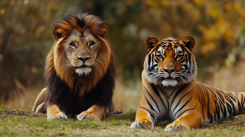 Portrait of Lion and Tiger