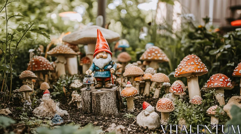 AI ART Whimsical Gnome with Lantern in Forest