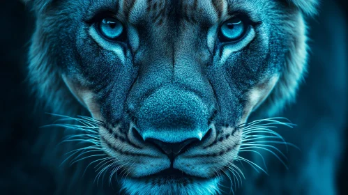 Blue Lion Close-Up: A Study in Intensity