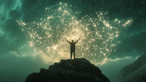 Man Connecting with Star Network