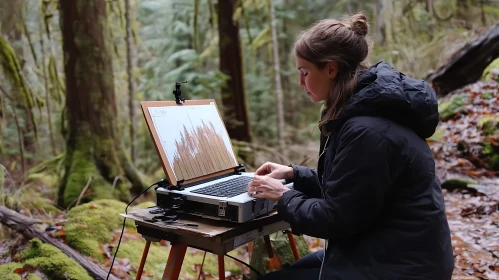 Forest Office: Woman and Laptop