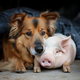 Heartwarming Friendship Between Dog and Piglet