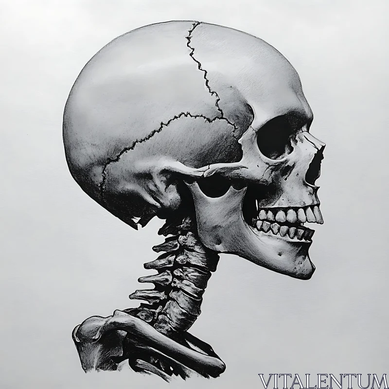 AI ART Monochrome Skull Profile Anatomy Art