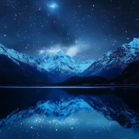 Night Sky Over Mountain Lake