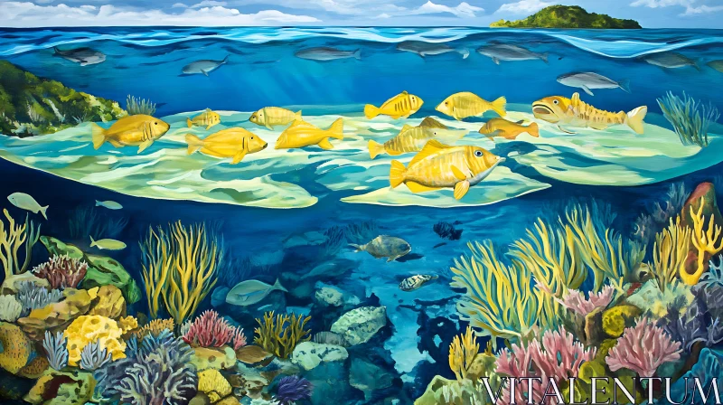 Marine Life Art: Fish and Coral Reef AI Image