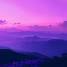 Tranquil Mountain Vista in Purple Hues