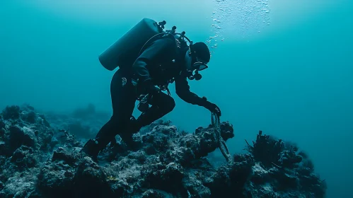 Scuba Diver on Coral Reef