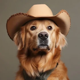 Canine Cowboy: Golden Retriever in Hat