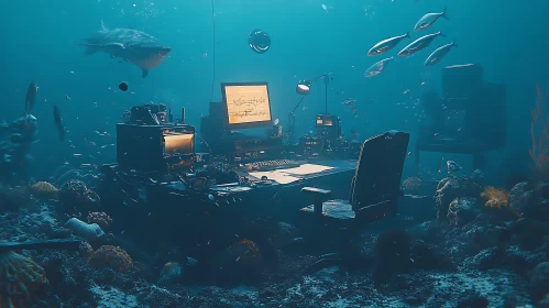 Submerged Workspace Fantasy Art Print