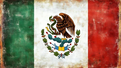 Vintage Style Mexican National Flag Art