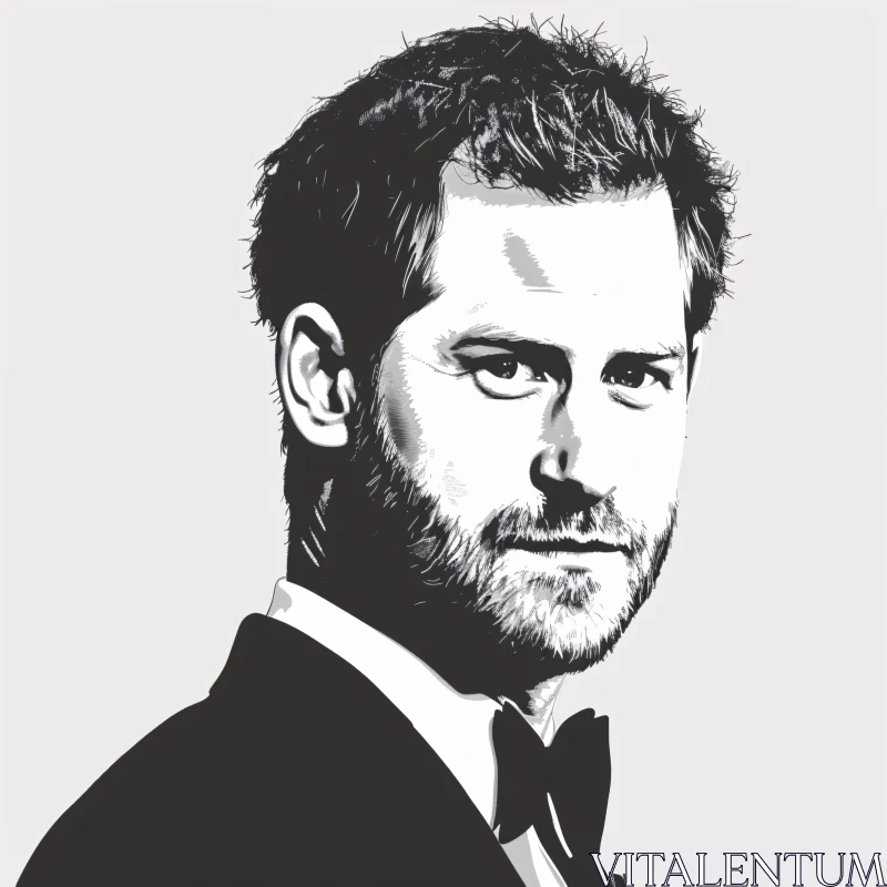 AI ART Grayscale Depiction of Prince Harry