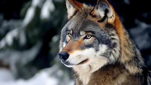 Winter Wolf Gaze - Wildlife Portrait