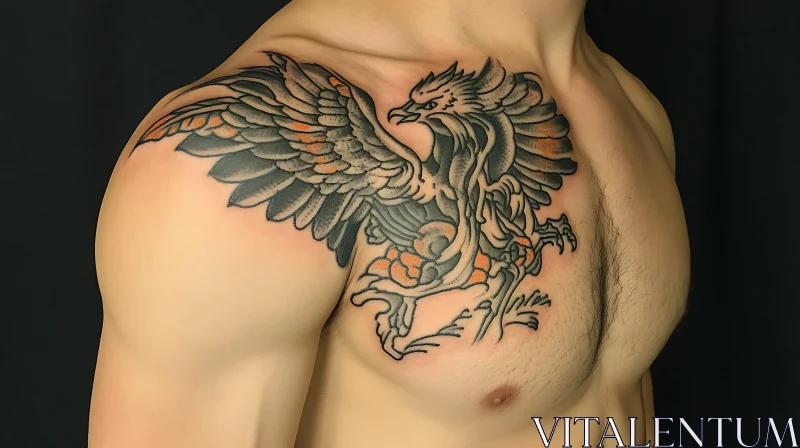 Man with Eagle Tattoo Artwork AI Image