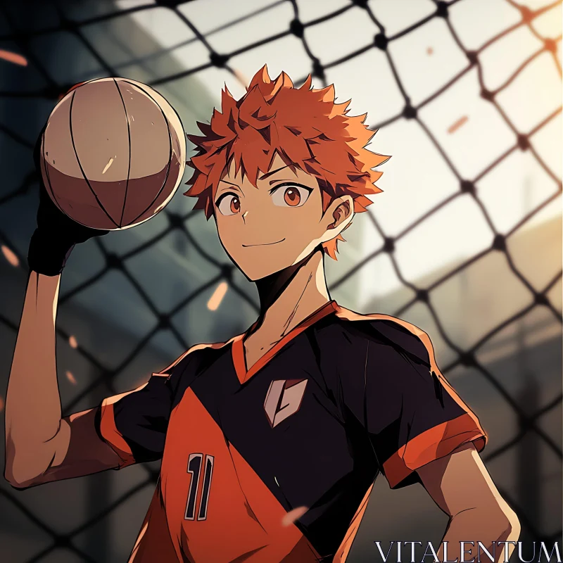 Anime Sports Character with Volleyball AI Image