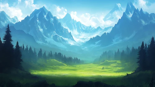 Scenic Mountain Vista with Green Valley