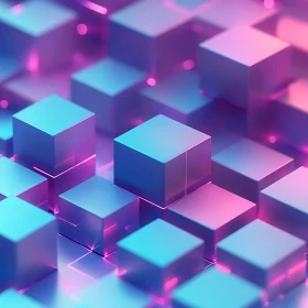 Colorful Geometric Cubes with Neon Lights