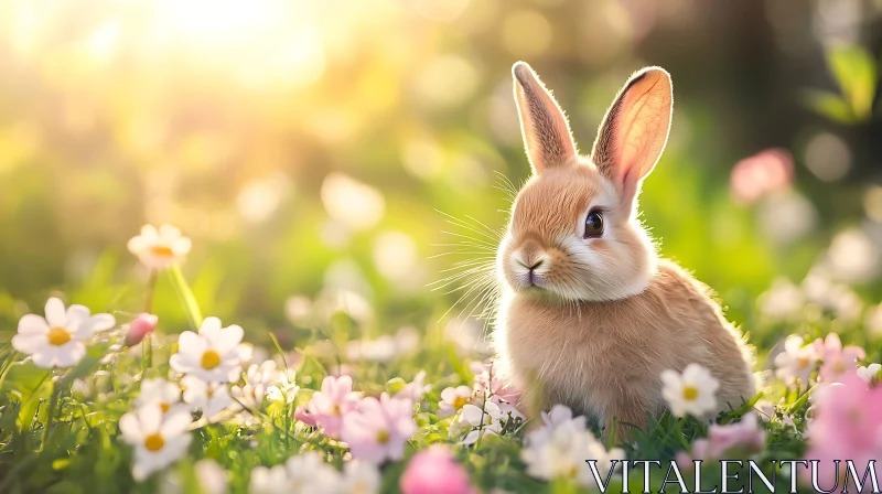 Bunny in Wildflower Meadow AI Image