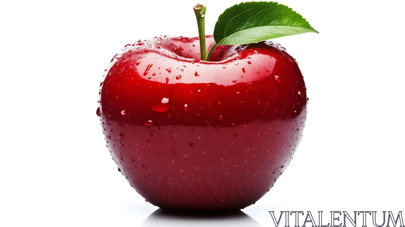 Fresh Red Apple with Water Droplets AI Image