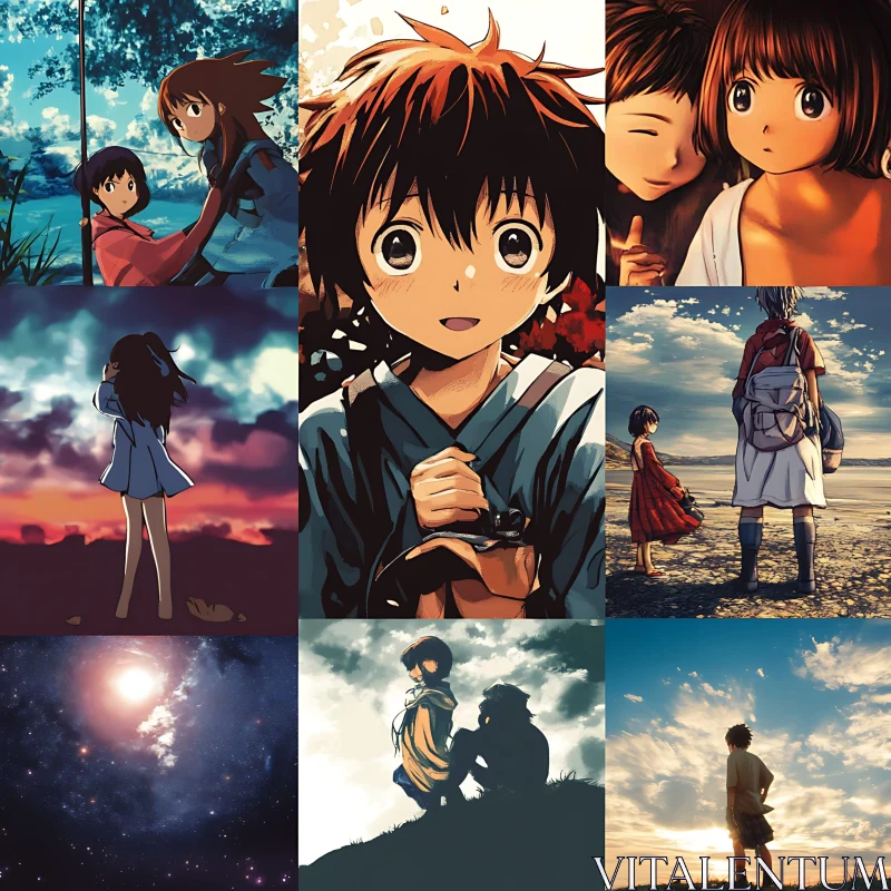 Emotive Anime Scenes with Scenic Backgrounds AI Image