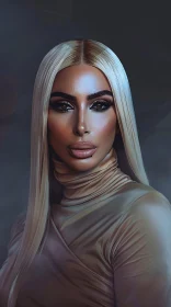 Kim Kardashian Stylish Glamour Portrait