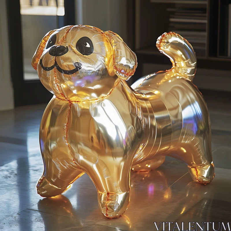 Shiny Gold Balloon Dog AI Image