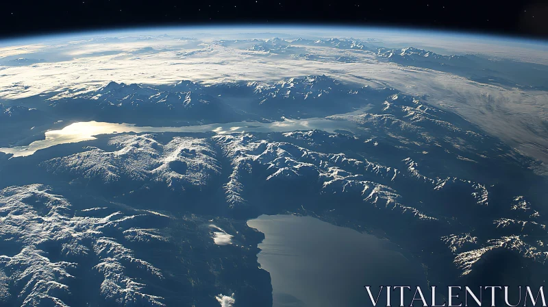 Aerial View of Earth: Snow-Capped Peaks AI Image