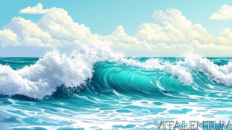 AI ART Ocean Wave Art Print