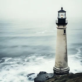 Seaside Lighthouse in Mistical Weather