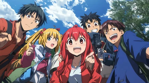 Joyful Anime Characters Group Photo