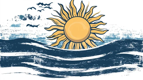 Stylized Sun and Ocean Graphic