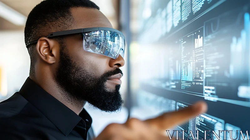 Man Using Virtual Reality Interface AI Image