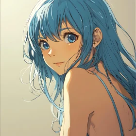 Blue-Haired Anime Girl Portrait