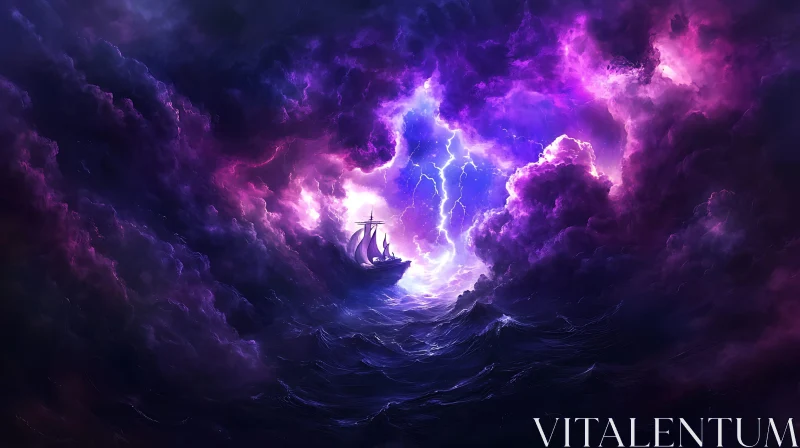 Stormy Sea Sailing Ship