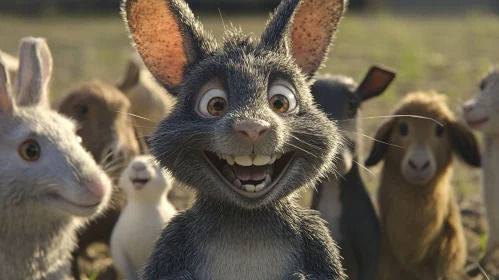 Smiling Bunny and Companions