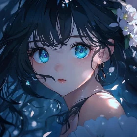 Anime Portrait of a Girl with Galaxy Eyes