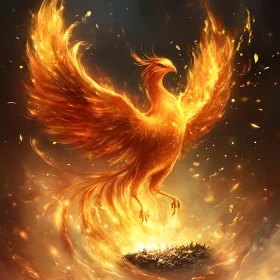 Fiery Phoenix Rebirth Illustration