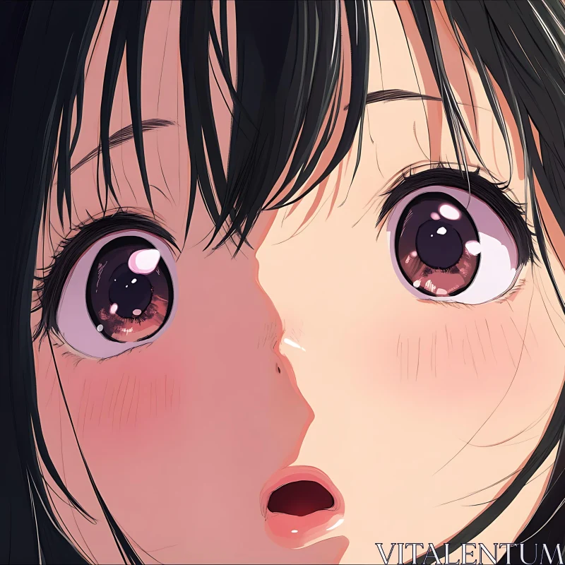 Close-Up Anime Girl Portrait with Expressive Eyes