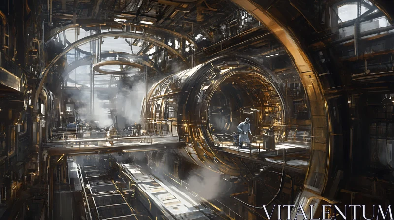 Complex Industrial Interior with Workers