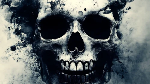 Monochrome Skull with Smoky Background